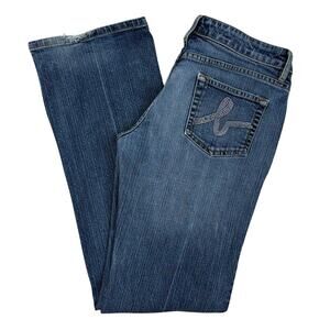 bebe Y2K Bootcut Jeans Glam Rhinestone Embellishment Made in USA Blue Denim 31